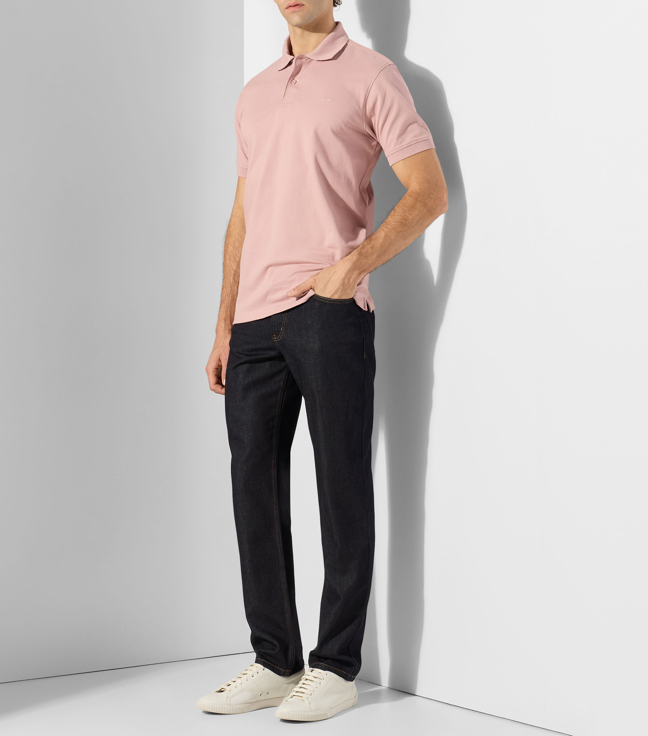 Playera tipo polo con manga corta lisa Hombre